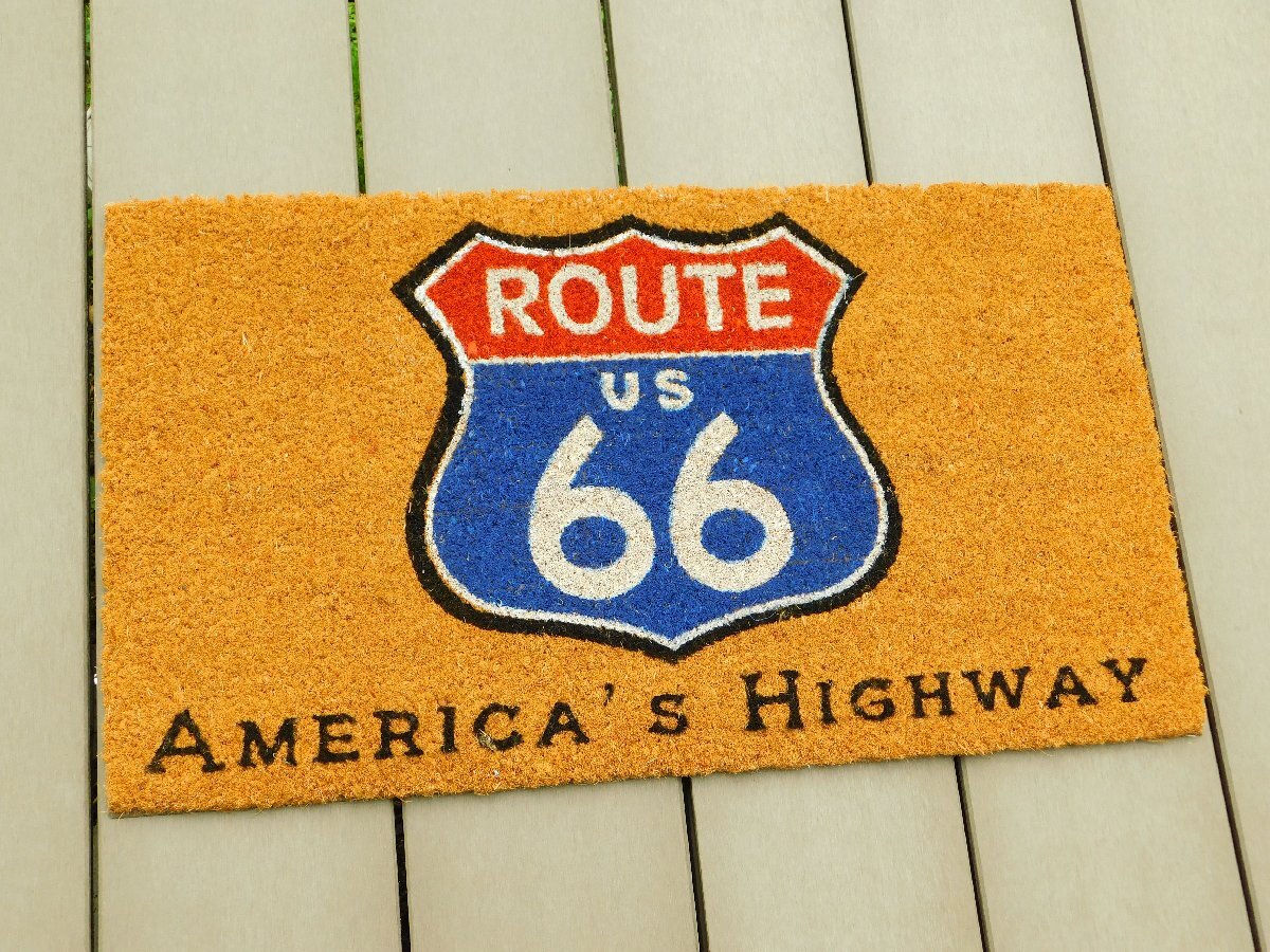 【アメリカン コイヤーマット】※《ROUTE US 66・AMERICA'S HIGHWAY-2》 アメリカン雑貨 ガレージ 玄関マット拍卖