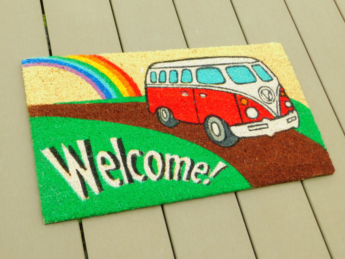 【アメリカン コイヤーマット】※《ワーゲンバス・赤》 アメリカン雑貨 ガレージ 玄関マット拍卖