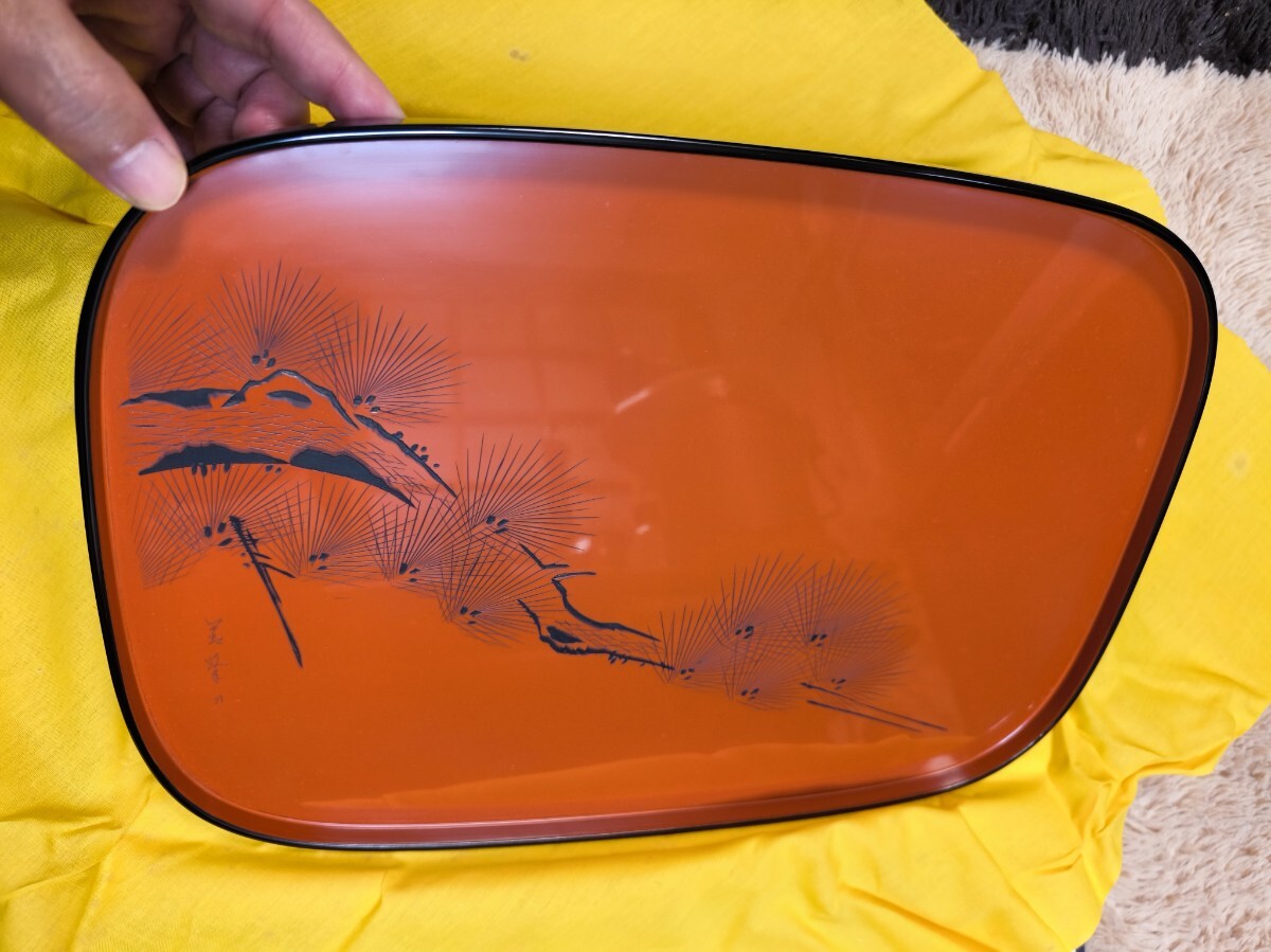 SH241122 輪島塗 盆 未使用新古品 塗師清峰 大家芳男拍卖