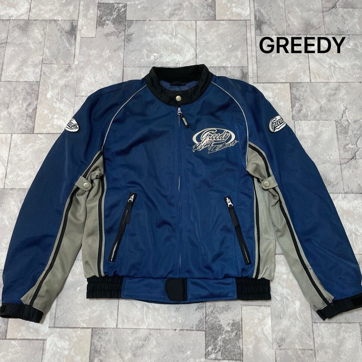 GREEDY グリーディ ライダースジャケット レーシング ライディング メッシュ ツーリング バイク プリント 腹 背中プロテクター 玉SS2707拍卖