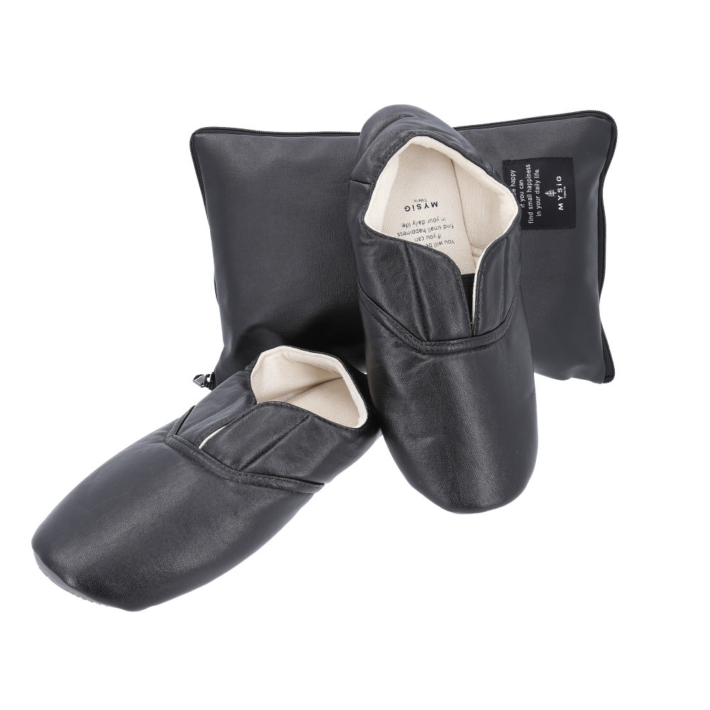 ☆ ブラック ☆ M(21.5-23.5cm) ☆ MYSiG 洗えるシンセティックレザースリッパ スリッパ 携帯 洗える シンセティックレザースリッパ拍卖