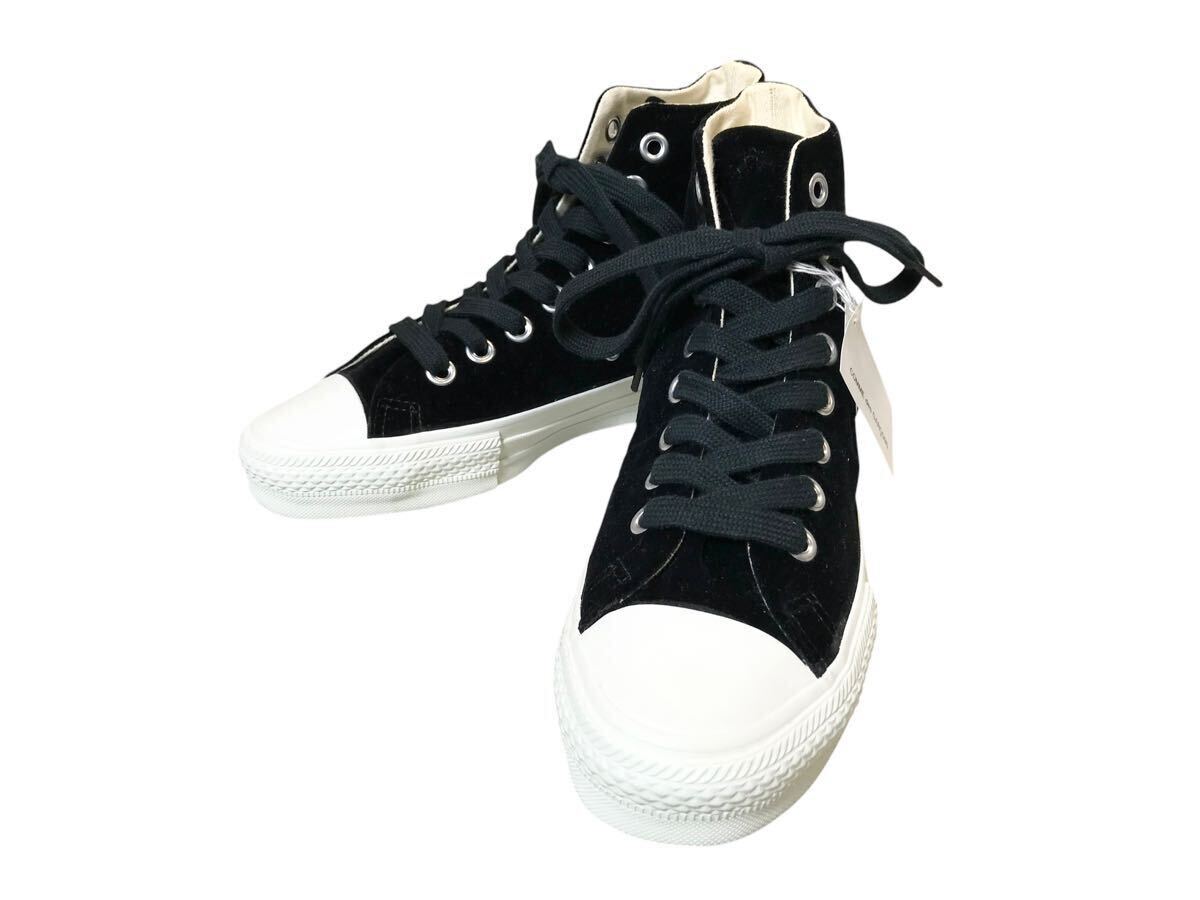 (D) 未使用 COMME des GARCONS コムデギャルソン ベロア ハイカット スニーカー 22.5 ブラック ハイトップ シューズ (ma)拍卖