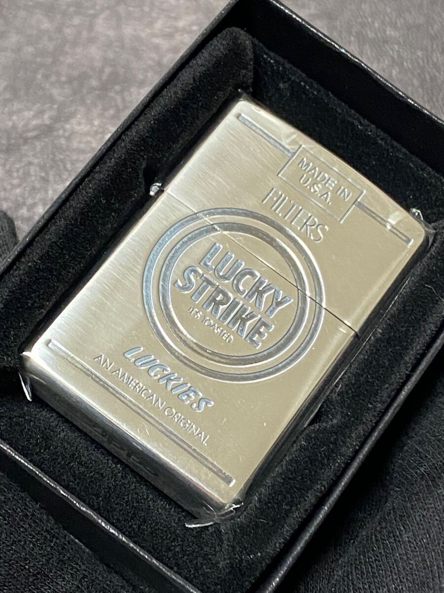 zippo ラッキーストライク 限定品 両面刻印 希少モデル 2004年製 LUCKY STRIKE IT S TOASTED シルバーインナー 2004年製 ケース 保証書拍卖