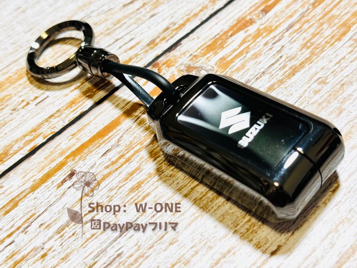 金属感キーケース 新型スズキ用、ジムニー、JB64W、ジムニーシエラ、JB74、スペーシア、スイフト、取付簡単 高級感UP グレー&ブラック拍卖