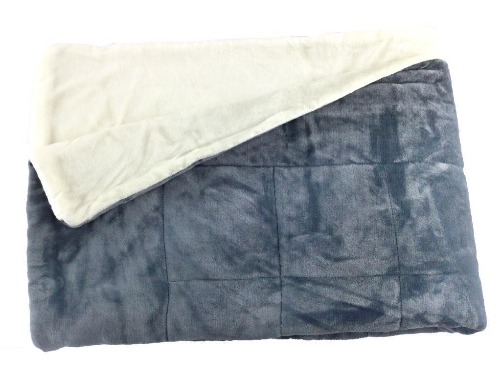 2枚合わせ中わた入り毛布 モイスト 吸湿発熱 フランネル ウォームコア シングル 幅140x200cm ブルーグレーxミルクホワイト 冬拍卖