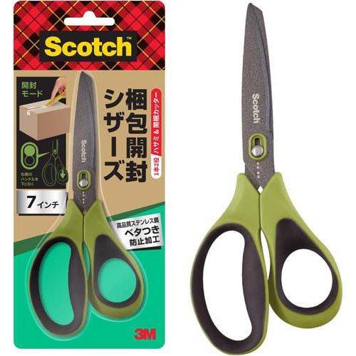 【即決】▽3M スコッチ はさみ▽スリーエム ハサミ 梱包開封シザーズ 7インチ ワンタッチで1本2役 開梱カッター 安全//1487NS-J 拍卖