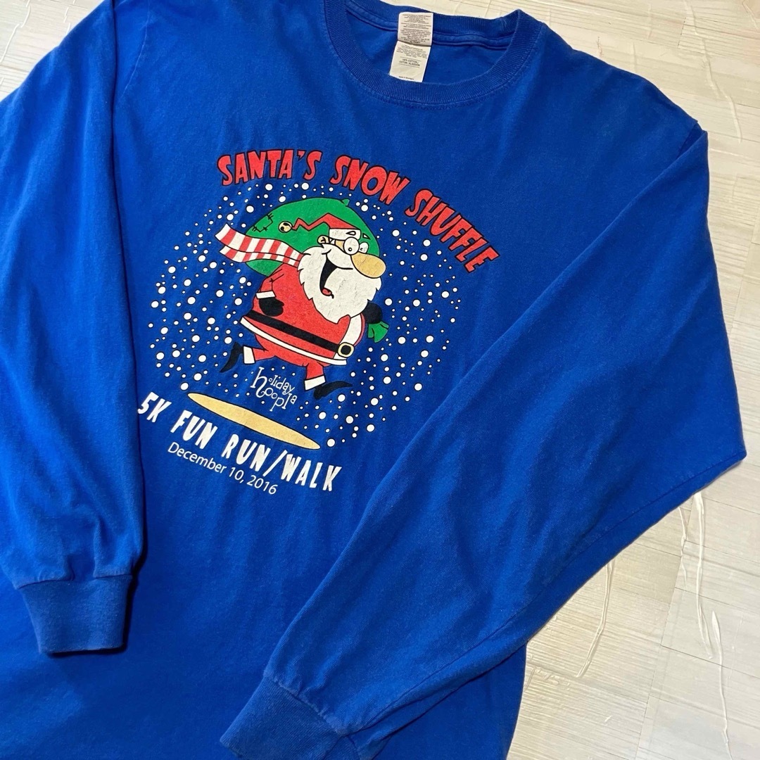 長袖プリントTシャツ サンタクロース Lサイズ メンズ レディース拍卖