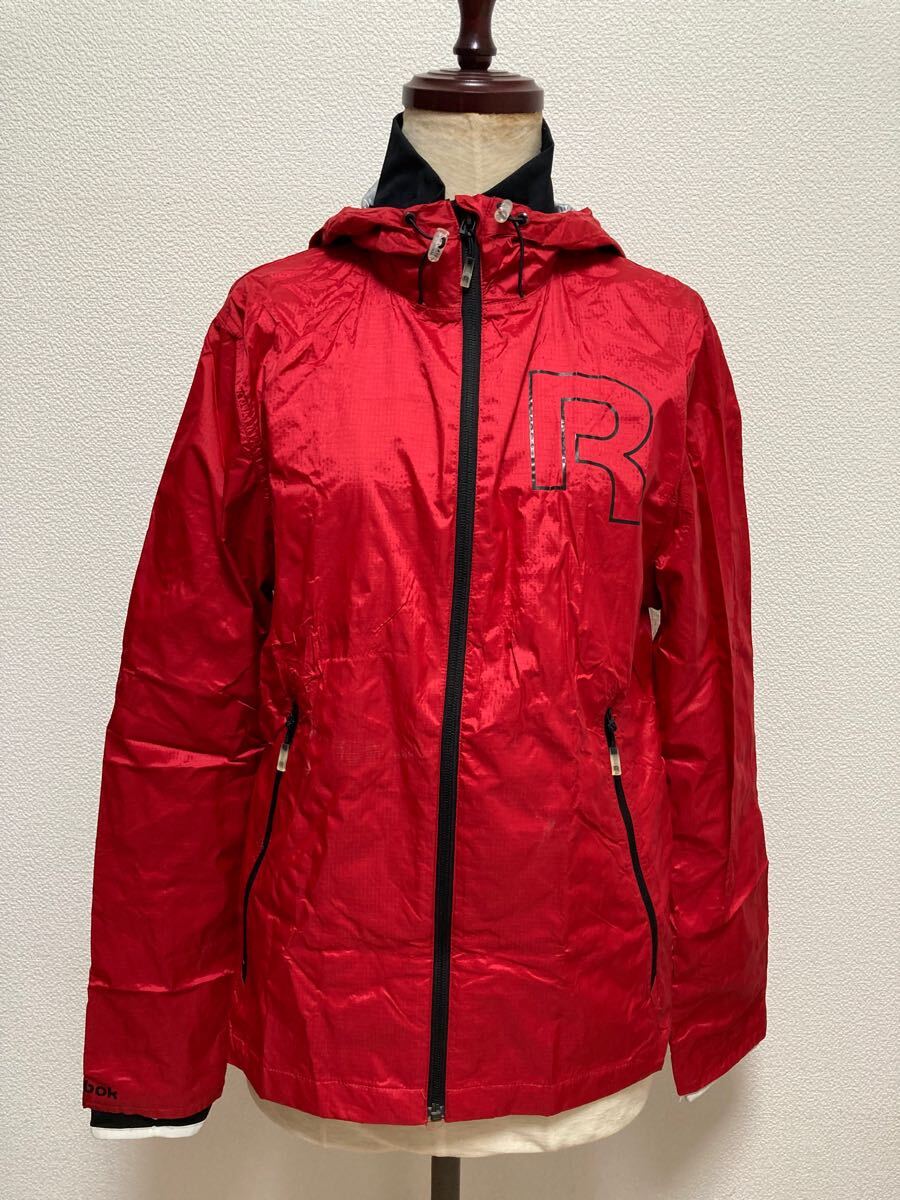 リーボック ナイロンジャケット マウンテンパーカー ウインドブレーカー 赤 シルバー メンズ M 裏地あり all purpose clothing拍卖