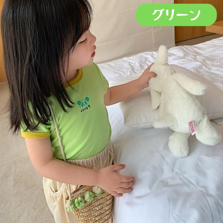グリーン 130cm 全8色 ツートンカラー コットン 半袖Tシャツ カットソー カジュアル 韓国子供服 女の子 男の子 キッズ ジュニア拍卖