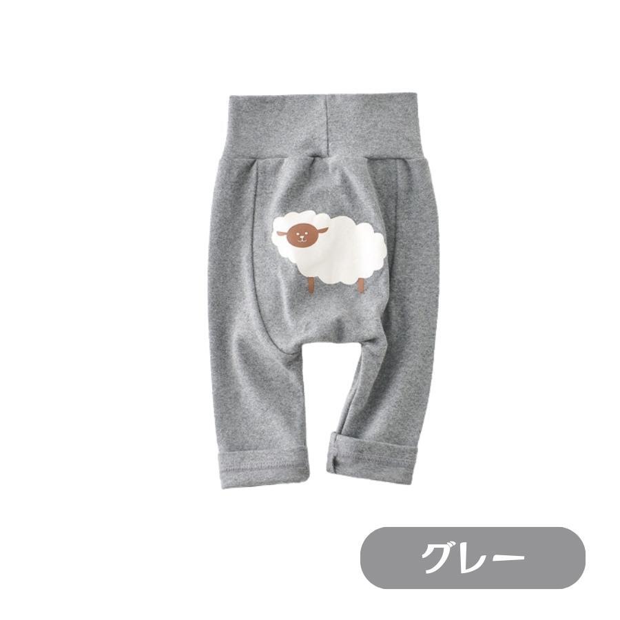 イラスト入り プリント ハイウエスト レギンス パンツ スウェット 長ズボン ゆったり ベビー服 綿 70cm 80cm 90cm 100cm (90, グレー)拍卖