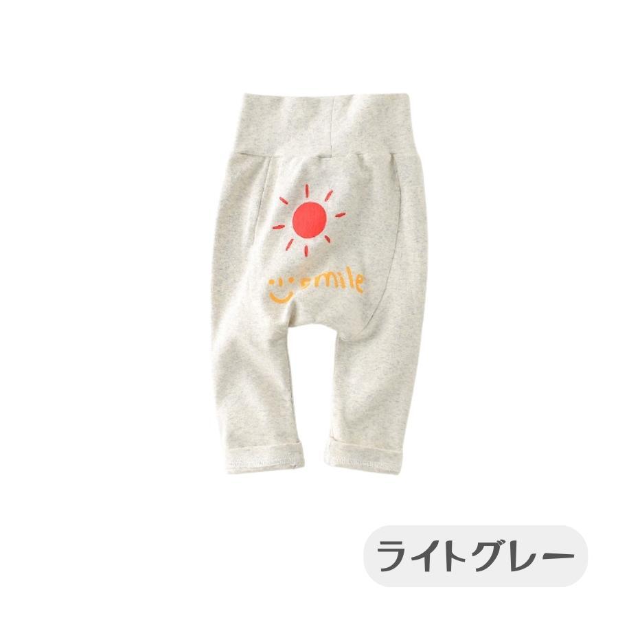イラスト入り プリント ハイウエスト レギンス パンツ スウェット 長ズボン ゆったり ベビー服 70cm 80cm 90cm 100cm (80, ライトグレー)拍卖