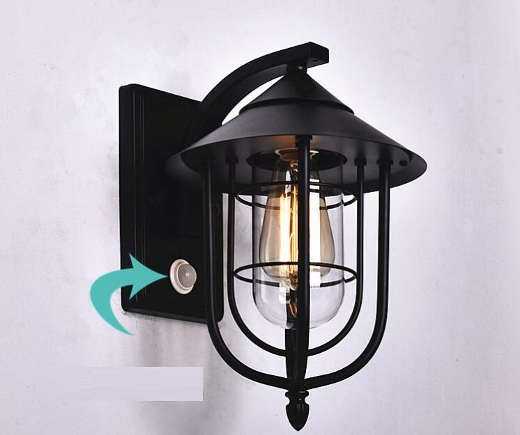 2色選択可ブラケットライト 壁掛け灯 屋外用 人体感知 検知 センサー ウォールランプ 北欧 壁付け 防水 玄関 庭園 門柱 ポーチライト レト拍卖