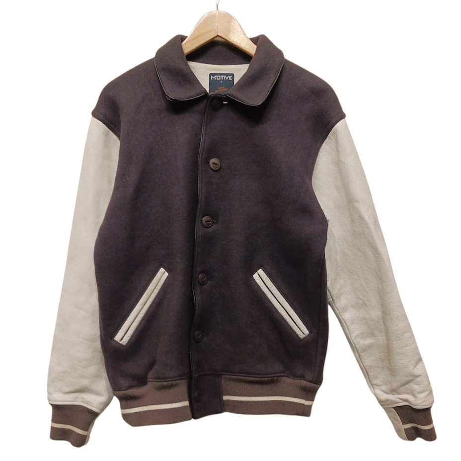 MOTIVE モーティブ スタジャン アワードジャケット 袖レザーウール 牛革 ブラウン系 サイズ M拍卖