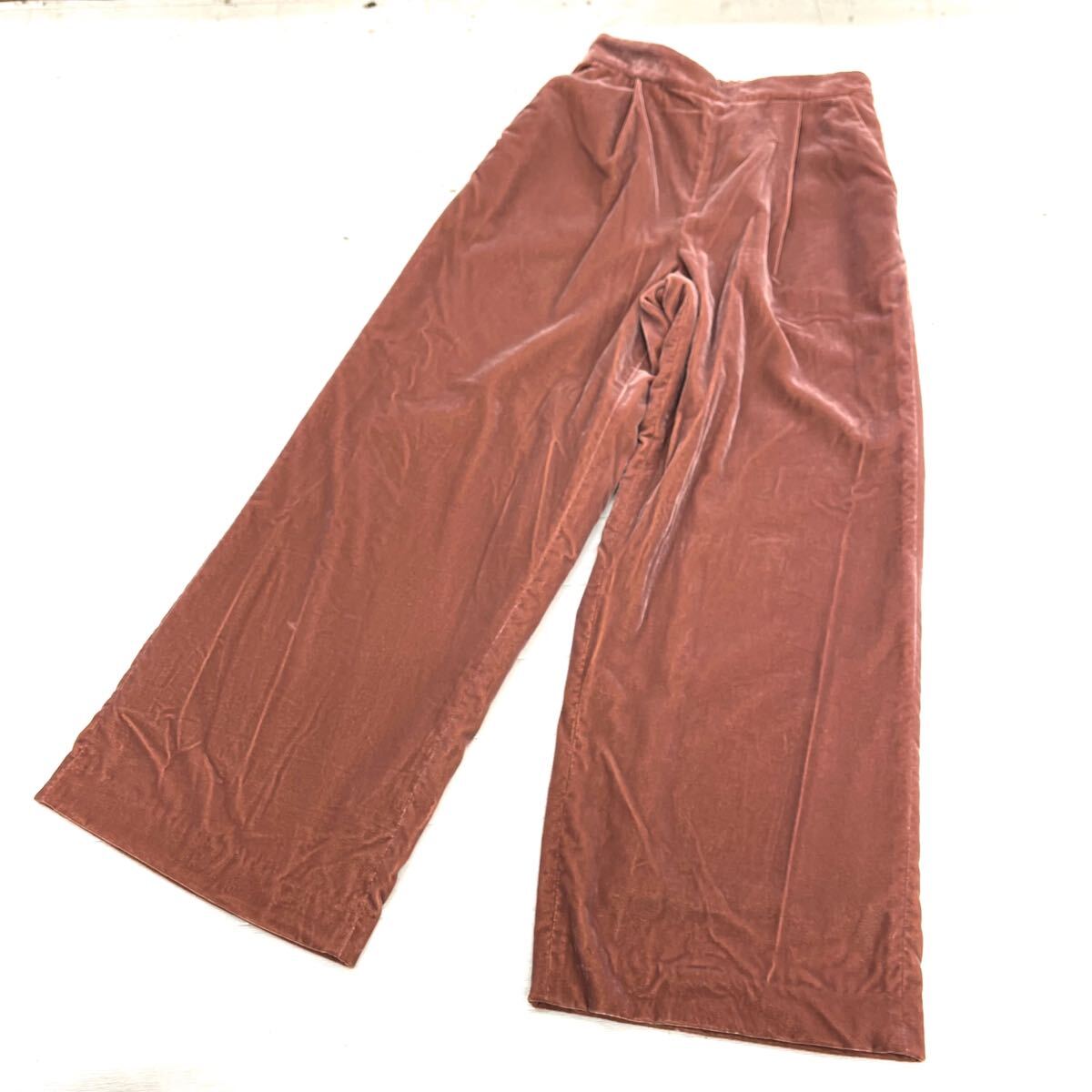 1626◎ UNITED ARROWS GREEN LABEL RELAXING グリーン レーベル リラクシング ベロア パンツ ボトムス ブラウン レディース38拍卖