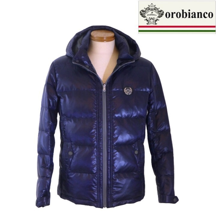 【SALE】オロビアンコ/orobianco 秋冬物バックロゴダウンブルゾン 151-48/Lサイズ ネイビー系拍卖