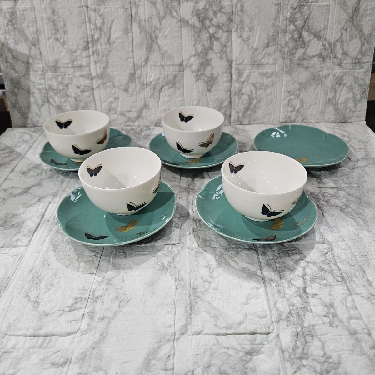 【未使用】KAWAGUCHI 茶器 湯飲み 和食器 食器 蝶々柄 コレクション拍卖