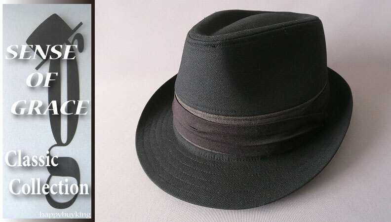 grace 大きいサイズ★クラシックフェドラハット【黒/XL】新品 定価¥4500 サイズ調節可能 男女兼用 UV99%CUT 中折れハット BIG SIZE拍卖
