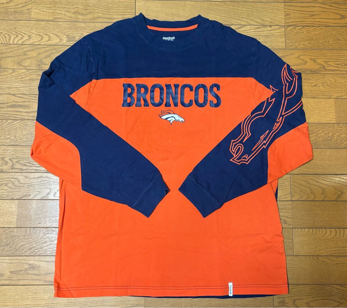 NFL DENVER BRONCOS MEN’S LONG SLEEVE T-SHIRTS (Reebok) size-XL(着丈77身幅65) 中古(美品-厚手) 送料無料 NCNR拍卖