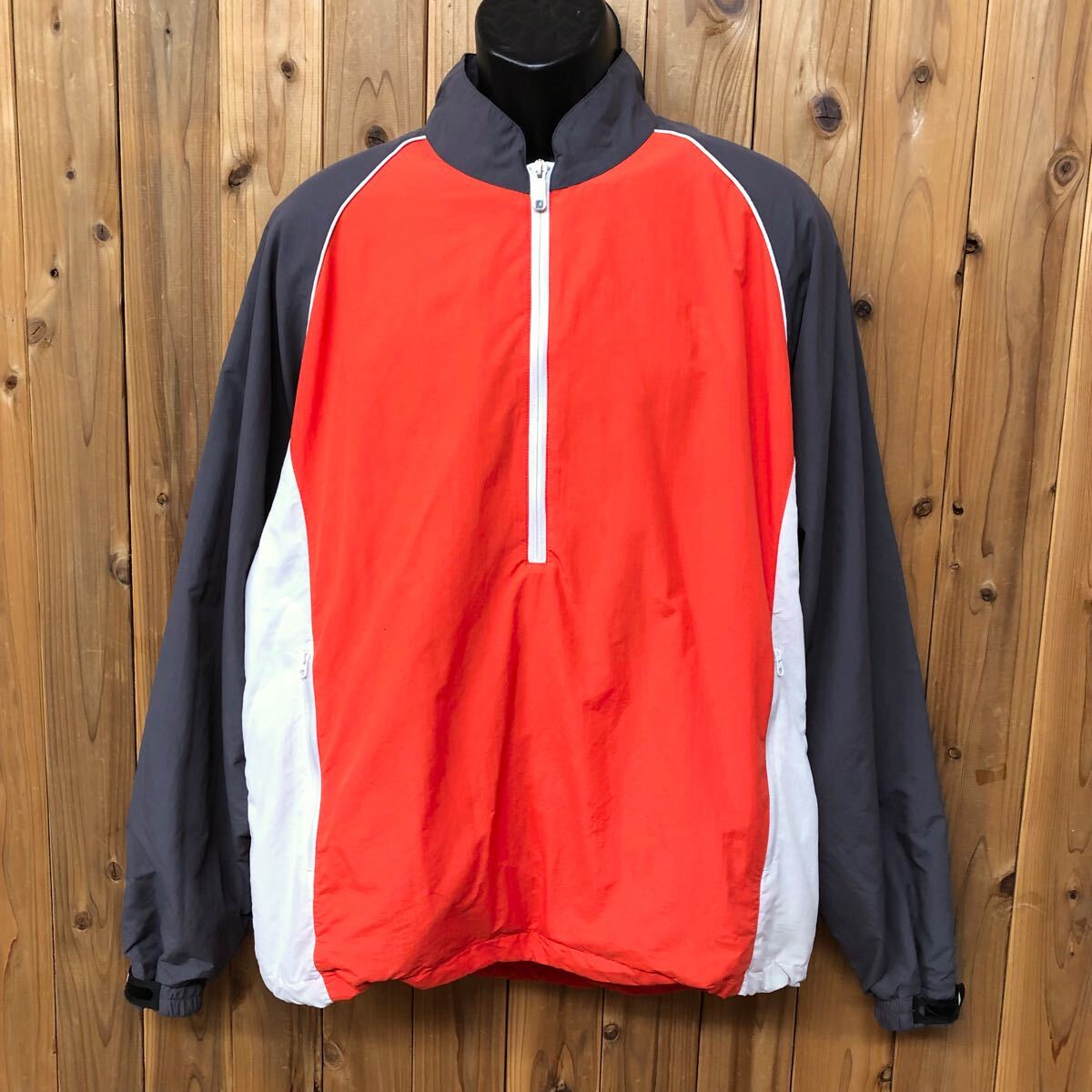 FJ*FootJoy*フットジョイ メンズL プルオーバー ナイロンジャケット ハーフジップ トップス 両側ポケットあり スポーツ ゴルフウェア拍卖