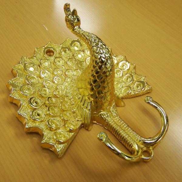 孔雀 ゴールドメッキ 壁掛けフック 1個 サロンバス【RQGR-G1】拍卖