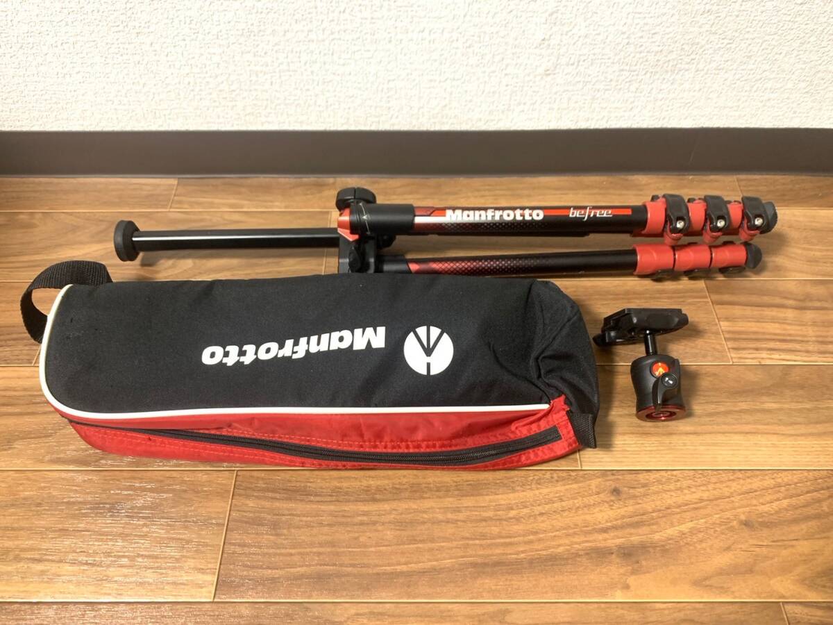 Manfrotto コンパクト三脚 Befree アルミポール 雲台キット レッド MKBFRA4RD-BH拍卖
