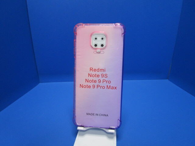 Xiaomi Redmi Note 9S ケース グラデーション クリア 透明 TPU ソフト ケース 耐衝撃 傷防止 シャオミ スマホケース ピンク+パープル ★b拍卖