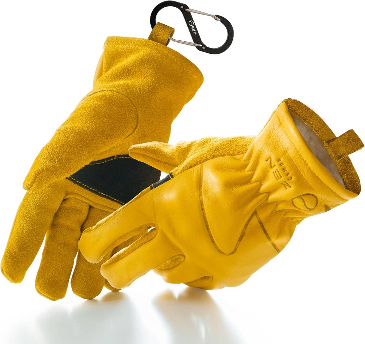 【新品】 ZEN Camps キャンプ アウトドア用 グローブ 手袋 耐熱性 作業手袋 本革 裏地コットン BBQ イエロー M拍卖