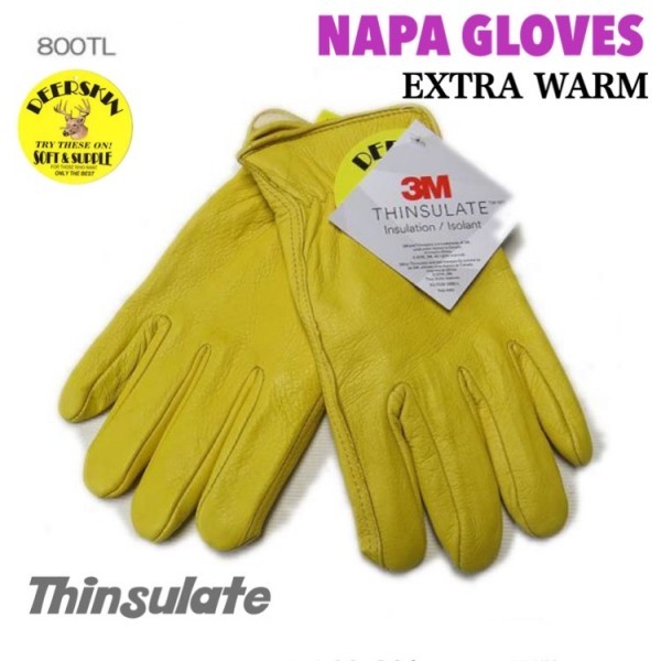 送料無料 NAPA GLOVES ナパ 鹿革 防寒 冬用 シンサレート グローブ 800TL-S ゴールド 黄 裏地付 ディアスキン USA老舗 ベストセラー拍卖