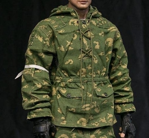 【値上げ予定】DAMTOYS製 模型 1/6 スケール 男性 フィギュア用 装備 部品 衣装 服 ウッドランドカモ BDU フード付き ジャケット (未使用拍卖