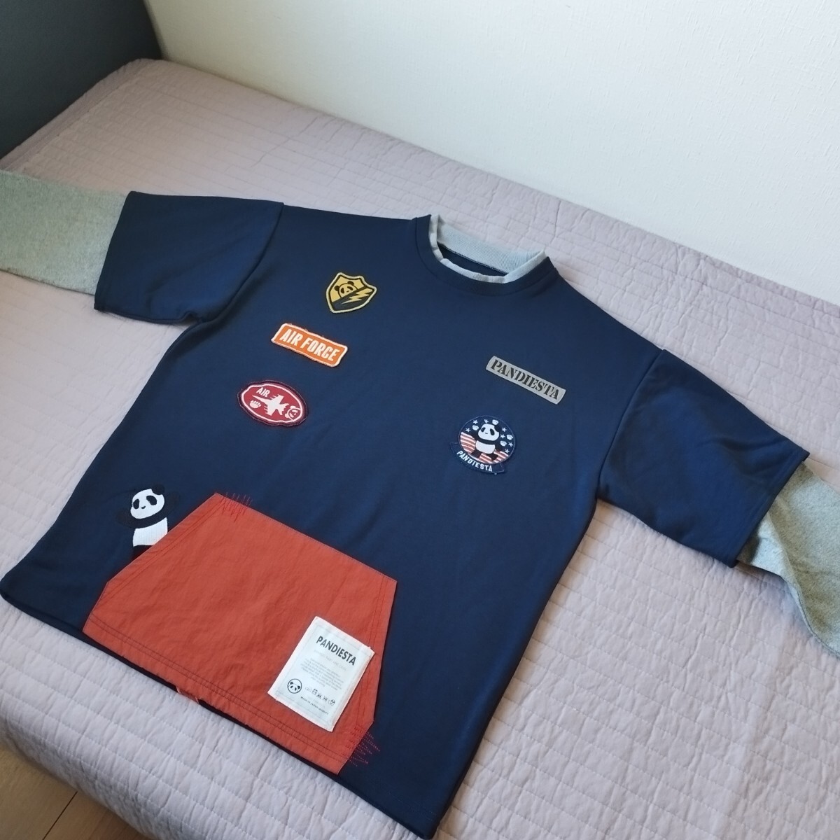 訳有 未使用 パンディエスタ PANDIESTA 長袖 Tシャツ トレーナー 大きい 幅60 ポケット navy gray 可愛い パンダ 匿名 送料無料拍卖