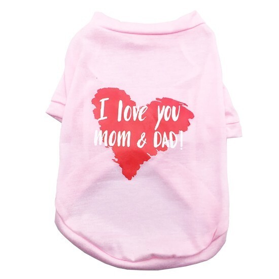 犬 猫 ペット服 夏服 Tシャツ I LOVE ワンポイント ピンク M イタリアングレーハウンド キャバリア シーズー シェットランドシープドッグ拍卖