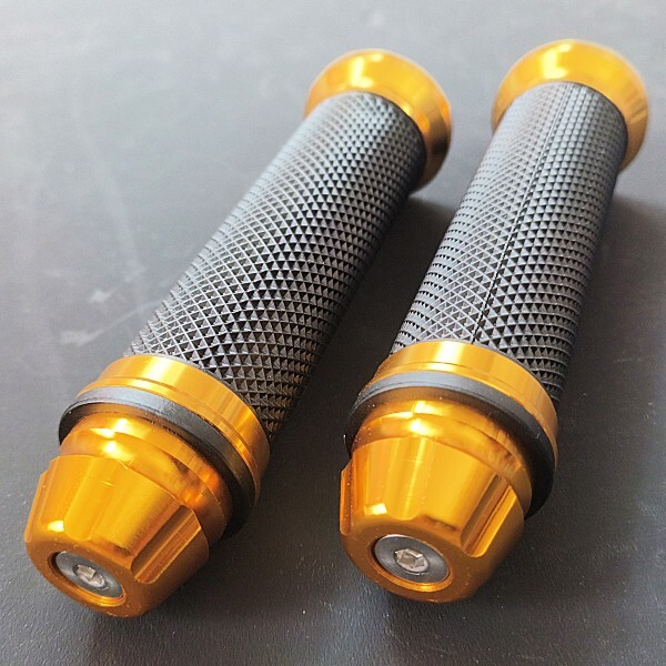 KSR50 KSR80 KSR110 KLX125 KDX125 KDX200SR KDX220/SR KDX250 Dトラッカー 汎用 グリップ アルミ ラバー ハンドル バーエンド 金拍卖