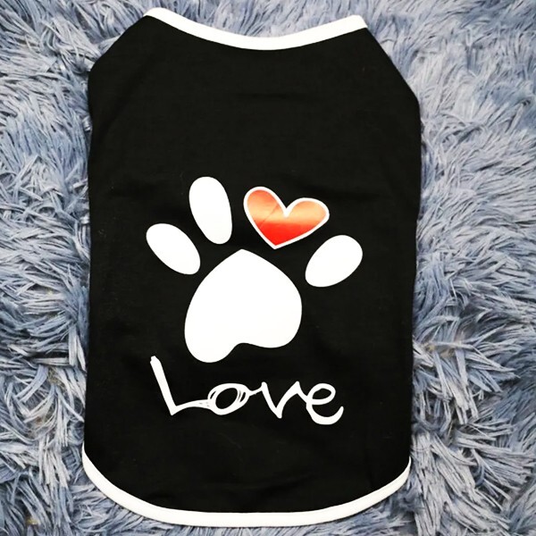 犬 猫 ペット服 夏服 Tシャツ LOVE ワンポイント 黒 M イタリアングレーハウンド キャバリア シーズー シェットランドシープドッグ拍卖