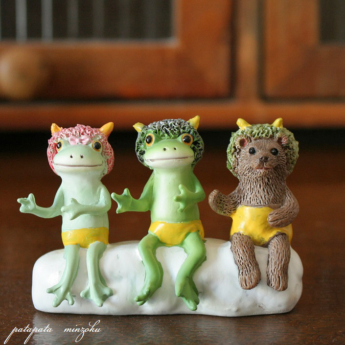 Copeau コポー 雷様になったカエルとクマ 置物 ダイカイ オブジェ カエル くま パタミン 雑貨 小物 ミニチュア拍卖