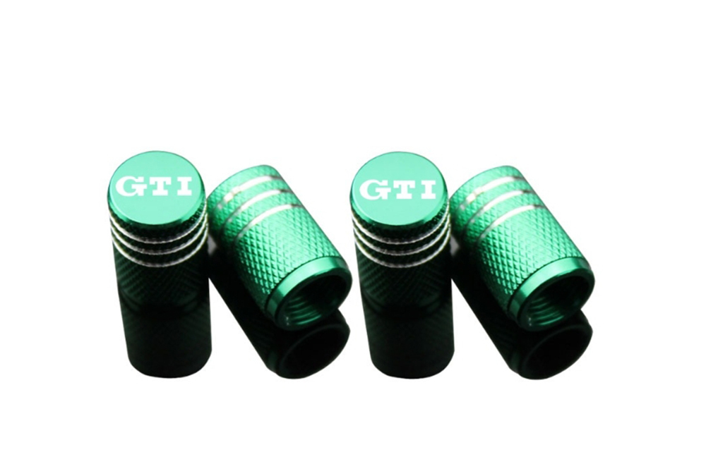 VW 全車種対応 GTI 緑 4個 タイヤ エアーバルブキャップ ポロ ルポ GTI ゴルフ 5 6 7 MK4 MK5 MK6 MK7 V VI VII拍卖