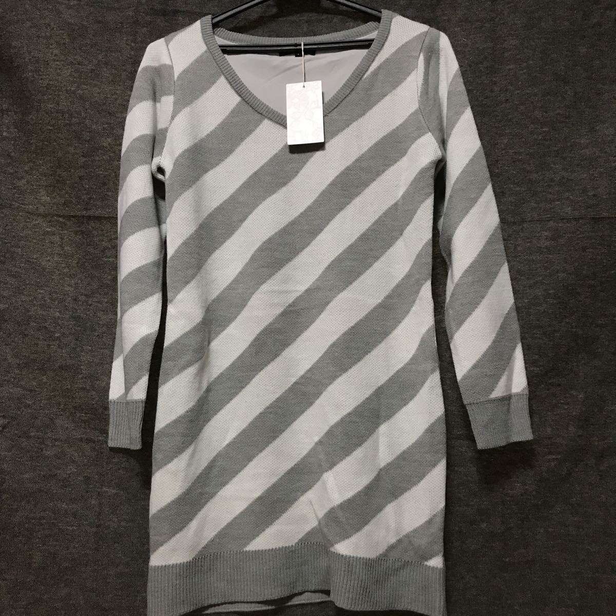 新品人気激安 rienda ボーダー ニットワンピ S 定価7750円 ゆ拍卖