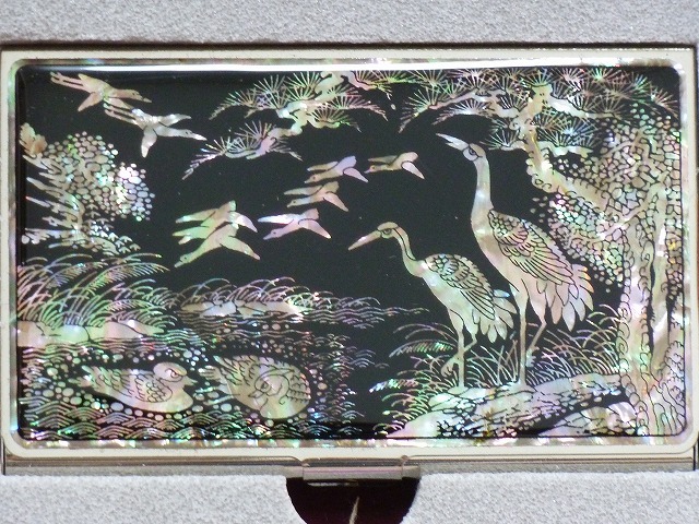 ■韓国 伝統工芸■螺鈿細工 名刺入れ■アヒルと鶴■送料無料!■拍卖