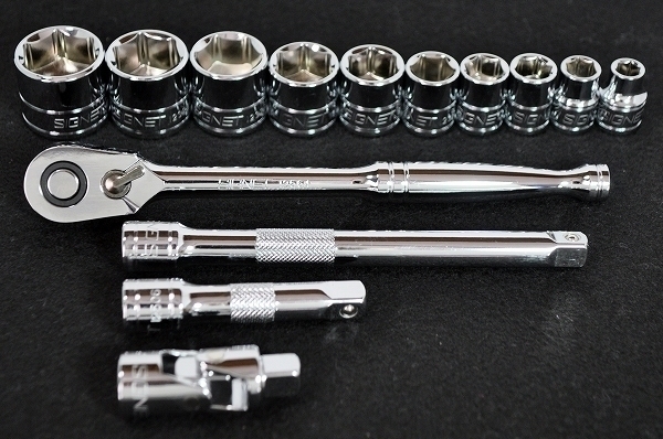 ▲SIGNET シグネット 工具セット ラチェットハンドル ソケット10個他◆ラチェットセット エクステンションバー ユニバーサルジョイント拍卖