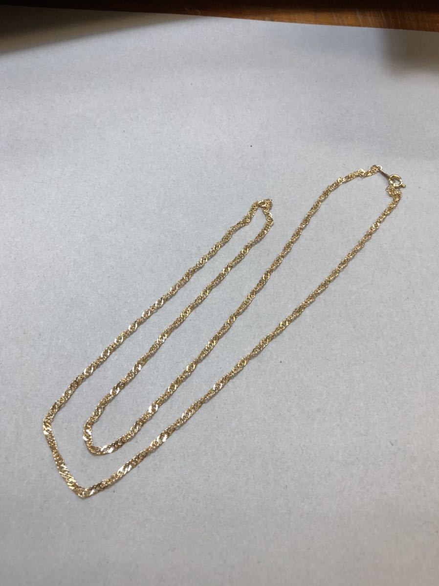 K18イエローゴールド 1.5ミリ幅 50cm スクリューネックレス レディース拍卖