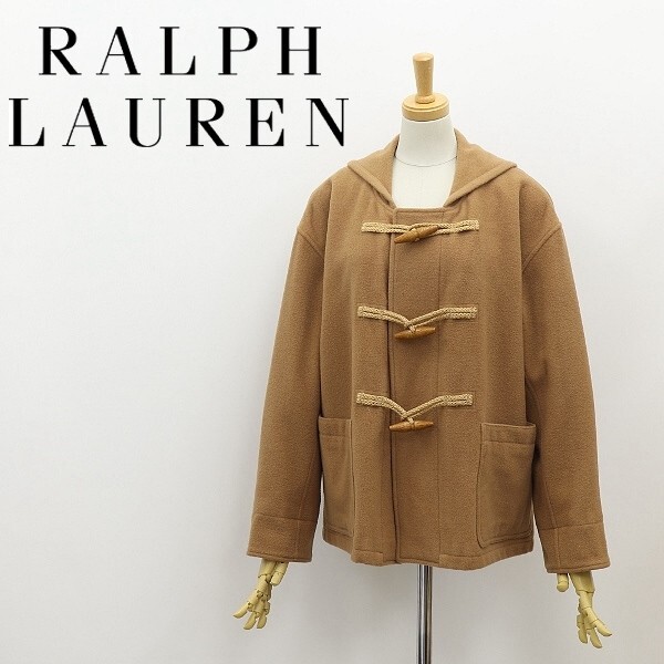 国内正規品 90's◆RALPH LAUREN ラルフローレン 裏地チェック柄 ウール ハーフ コート キャメル 7拍卖
