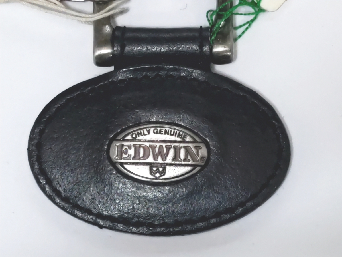 ♪新古品♪【EDWIN】エドウィン 黒 牛革のキーホルダー◆燻銀色金属◆/キーリング拍卖