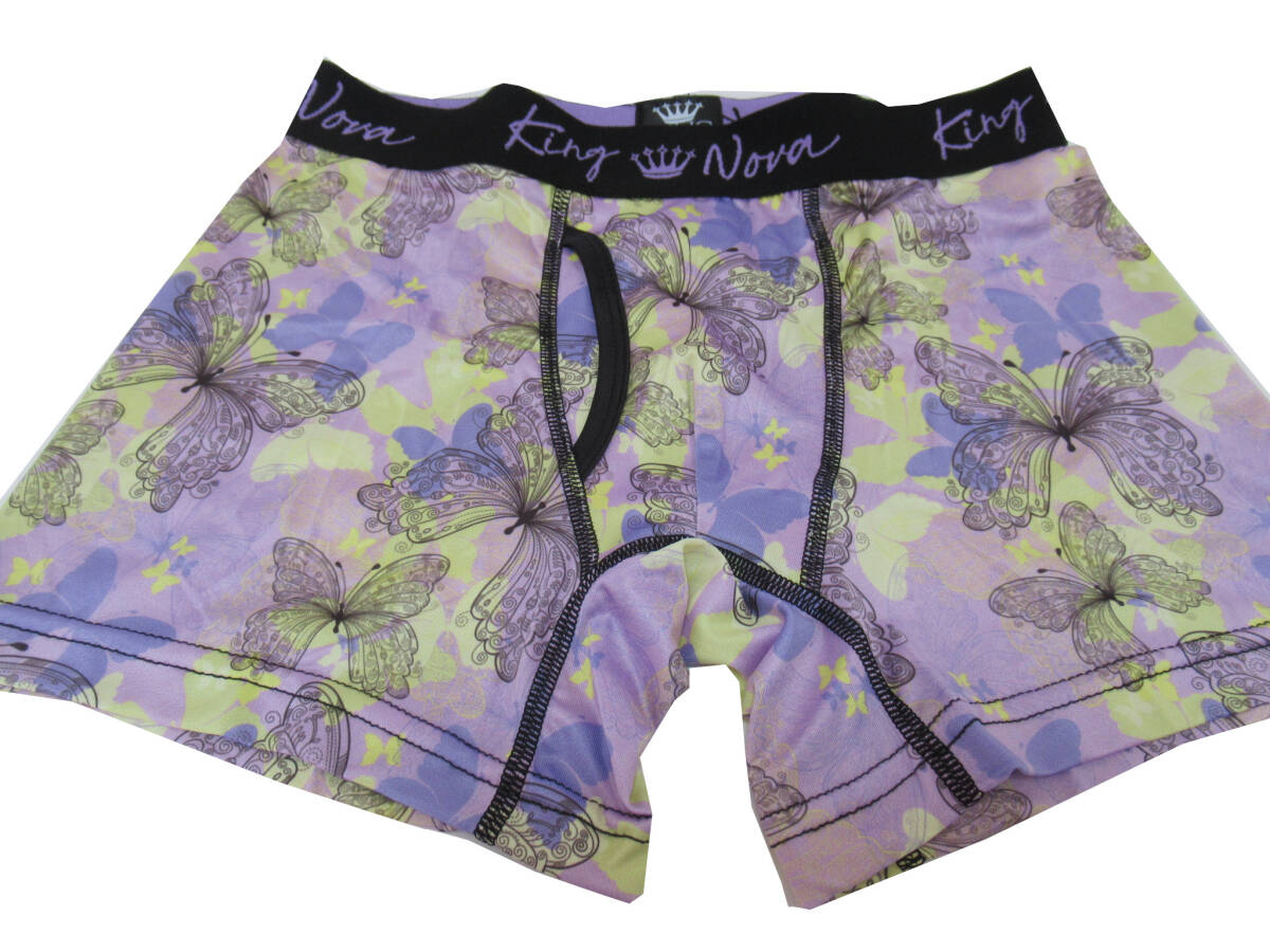 メンズファッション 下着 ブリーフ ボクサーパンツ KING NOVA/キングノバ 前開きボクサーパンツ(M )パープル 蝶々 p88拍卖