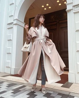 美品 Darich ダーリッチ レイヤードデザイン ロング丈 トレンチコート ライトベージュ サイズFREE拍卖