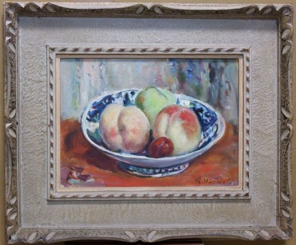 ☆☆☆☆☆油彩画 廣本了 「桃」拍卖