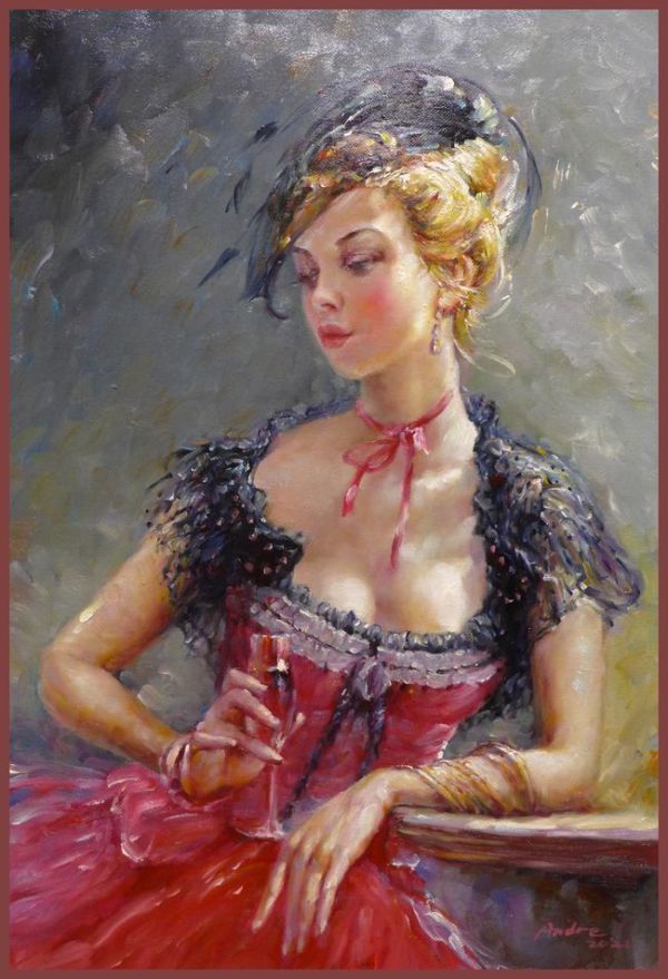 ☆☆☆油彩画 優美な気品に魅了される コンスタンチン・ラズモフの習作 「令嬢」      CP拍卖