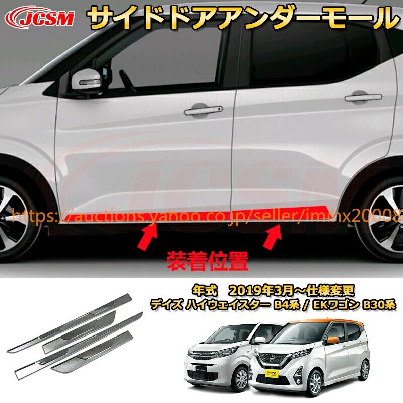 サイドドアアンダーモール 日産デイズ ハイウェイスター B4系 三菱EKワゴン B30系 2019年 ABS樹脂製 garnish0697-ss04拍卖