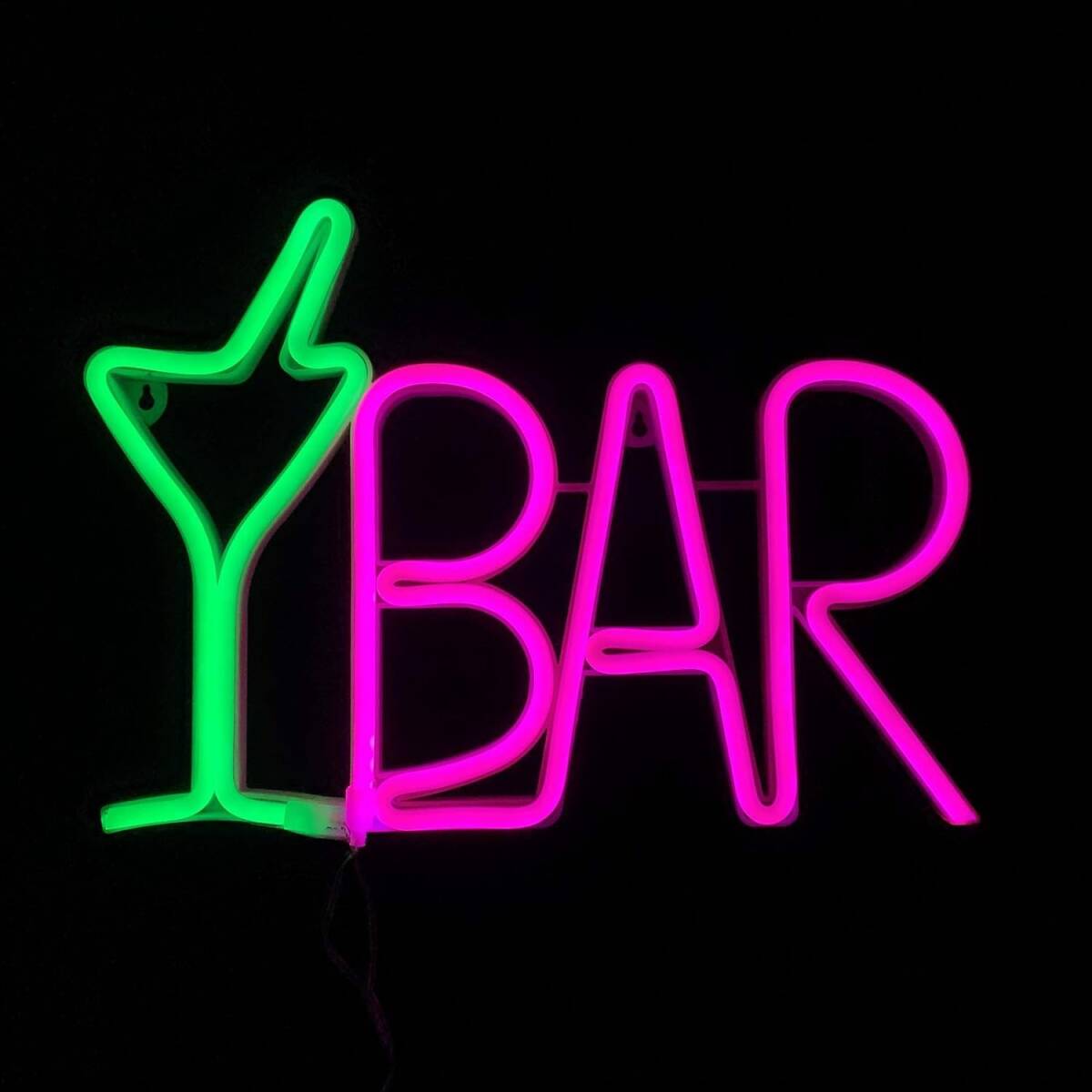 ネオンサイン ネオンライト ネオン看板 グリーン カクテルグラス+ピンク バーネオンサイン LED BAR USB クラブ 娯楽場所 飲食店 雑貨拍卖