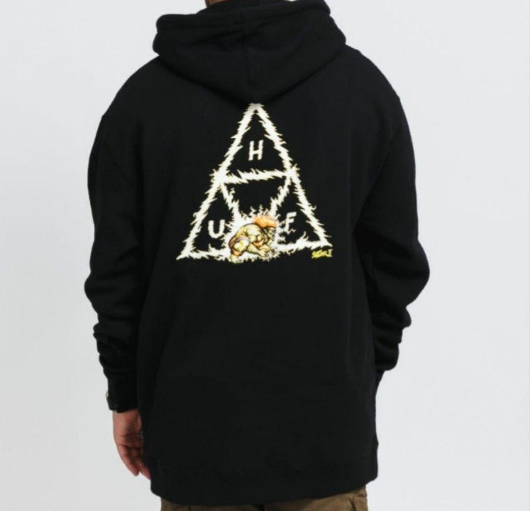 【M】HUF ハフ ストリートファイターコラボ 裏起毛パーカー BLANKA 黒拍卖