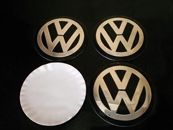 VW フォルクスワーゲン 60mm 黒銀 4個 ステッカー ホイールキャップ タイプⅱ アルテオン シロッコ シャラン トゥアレグ ゴルフ ポロ拍卖