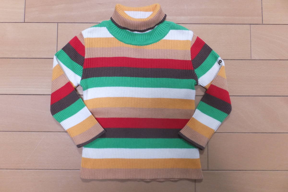 良品★ミキハウス/ホットビスケッツ★タートルネック ハイネック ニット セーター 80拍卖